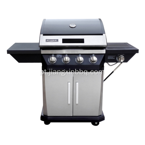 Grill a gás propano de 4 queimadores com queimador lateral